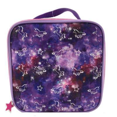 Insulated unicorn galaxy printing lunch bag box tote for kids and girls