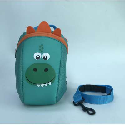 green dino cute adorable toddler rein bag for boys and kids